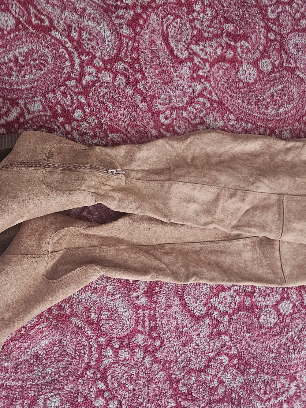 Suede Over-the-Knee Boots in Taupe